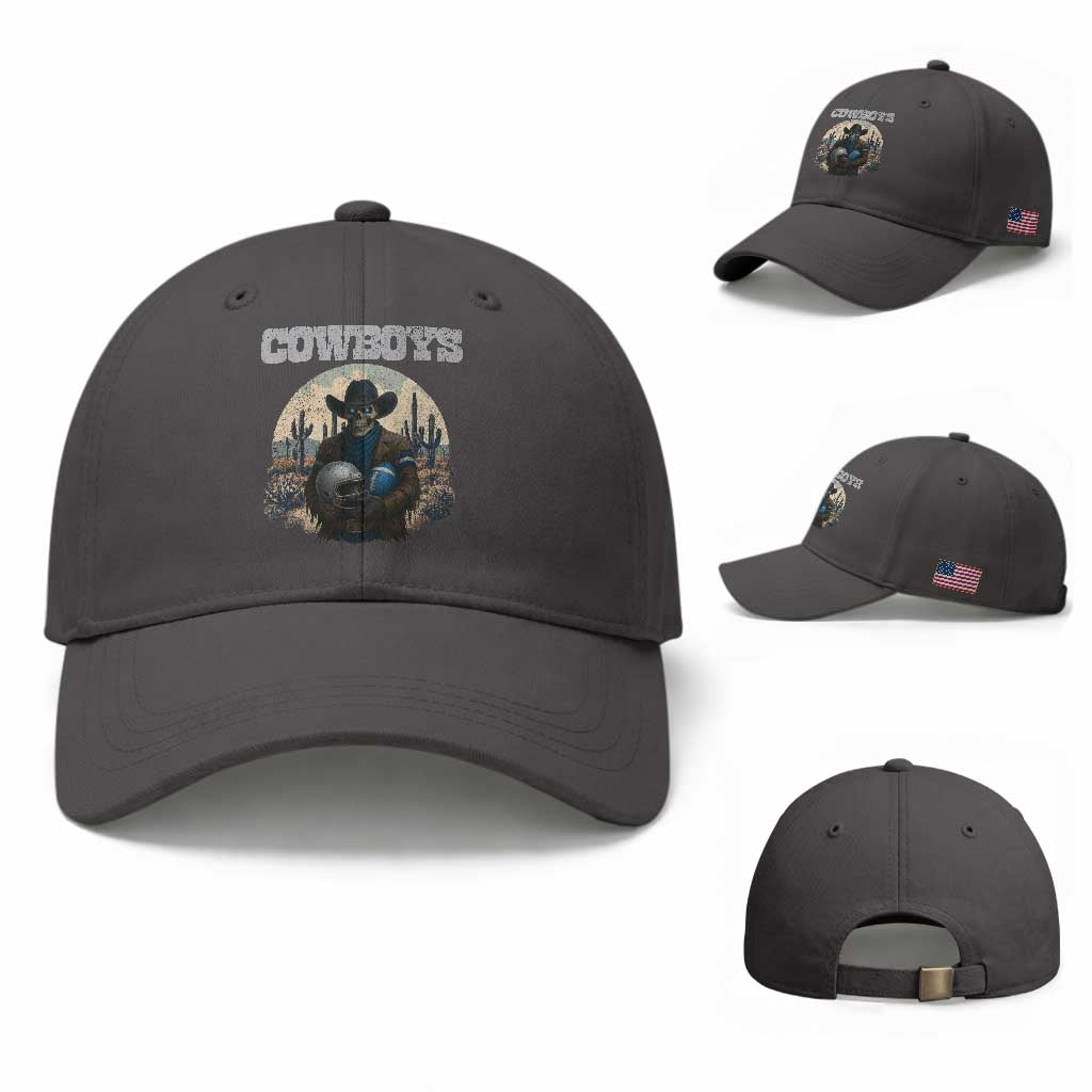 Skeleton Cowboy FB Player Baseball Cap Western Fan Gift TS12 Baseball Cap Universal Fit Dark Gray Print Your Wear
