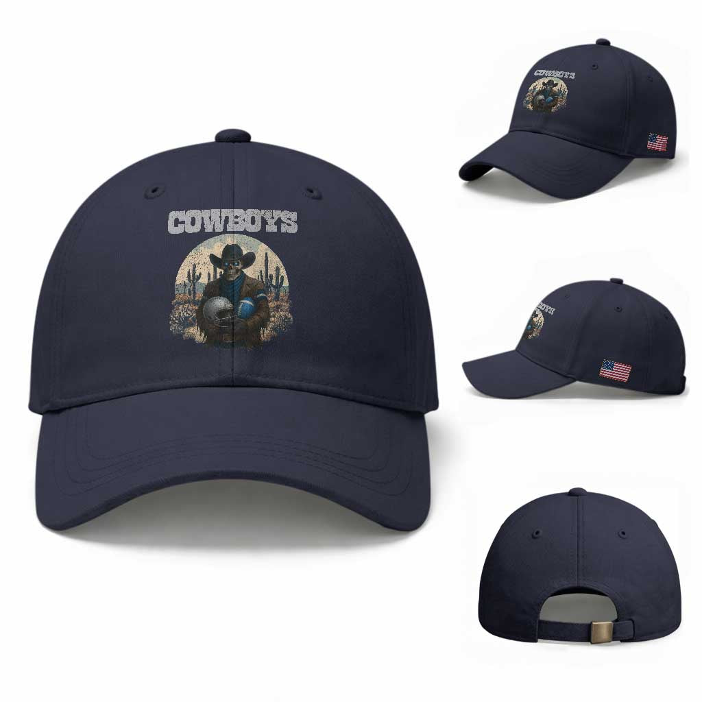 Skeleton Cowboy FB Player Baseball Cap Western Fan Gift TS12 Baseball Cap Universal Fit Navy Print Your Wear