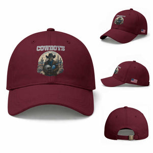 Skeleton Cowboy FB Player Baseball Cap Western Fan Gift TS12 Baseball Cap Universal Fit Maroon Print Your Wear
