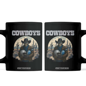 Skeleton Cowboy Football Player Coffee Mug Western Fan Gift TS12 Black Print Your Wear