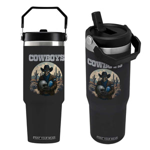 Skeleton Cowboy FB Player Flip Straw Tumbler Western Fan Gift TS12 One Size: 30 oz Black Print Your Wear