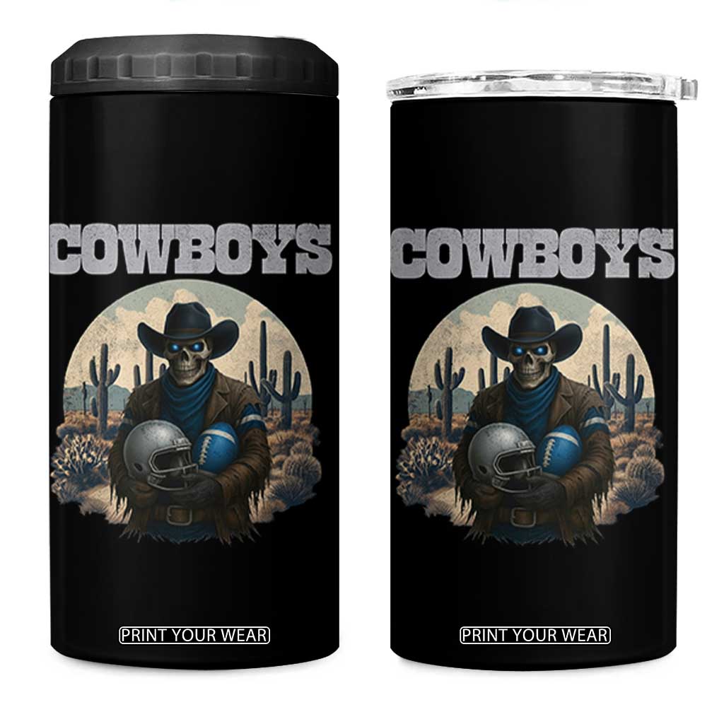 Skeleton Cowboy FB Player 4 in 1 Can Cooler Tumbler Western Fan Gift TS12 One Size: 16 oz Black Print Your Wear