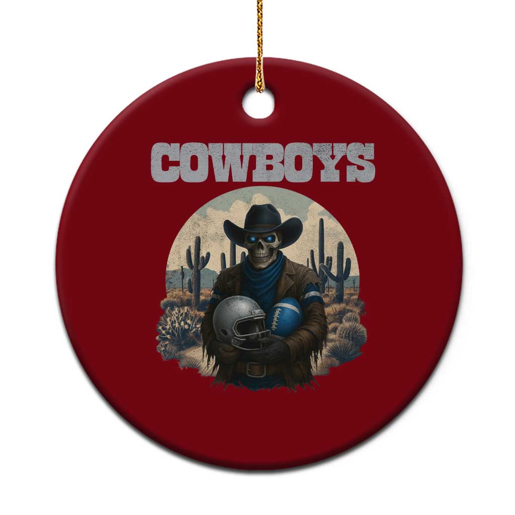 Skeleton Cowboy Football Player Ceramic Ornament Western Fan Gift TS12 1pc Red Print Your Wear