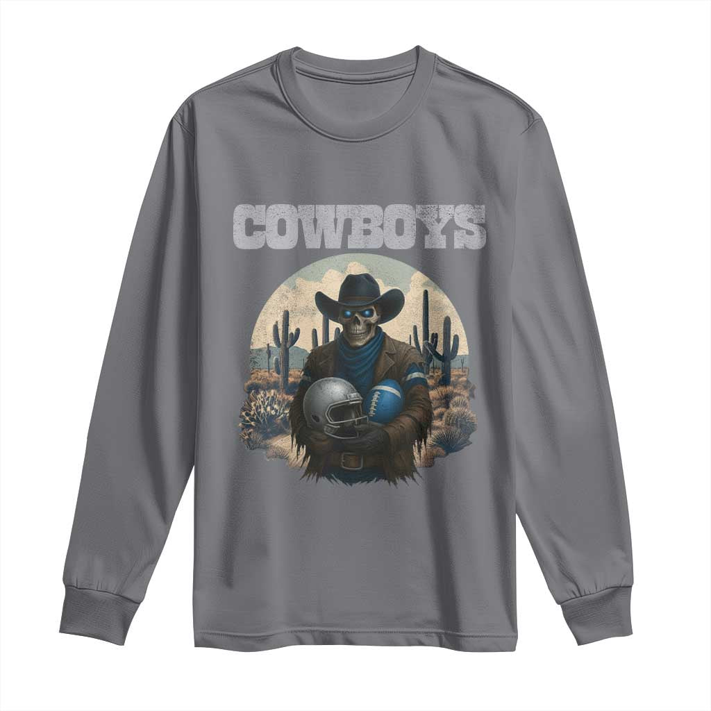 Skeleton Cowboy FB Player Long Sleeve Shirt Western Fan Gift TS12 Charcoal Print Your Wear