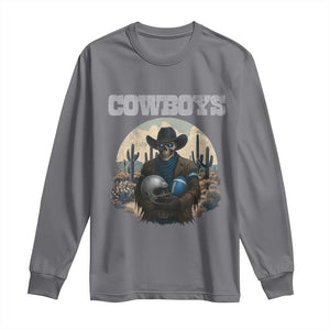 Skeleton Cowboy Football Player Long Sleeve Shirt Western Fan Gift TS12 Charcoal Print Your Wear