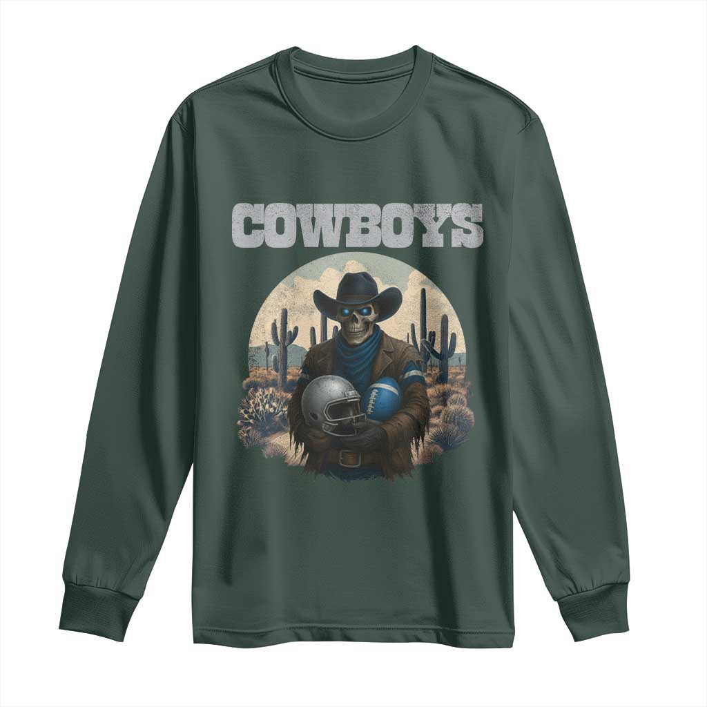 Skeleton Cowboy FB Player Long Sleeve Shirt Western Fan Gift TS12 Dark Forest Green Print Your Wear
