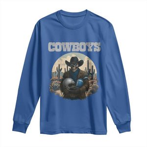 Skeleton Cowboy Football Player Long Sleeve Shirt Western Fan Gift TS12 Royal Blue Print Your Wear