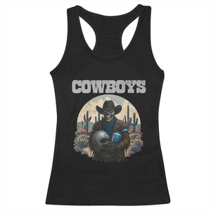 Skeleton Cowboy Football Player Racerback Tank Top Western Fan Gift - Print Your Wear