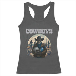 Skeleton Cowboy Football Player Racerback Tank Top Western Fan Gift - Print Your Wear