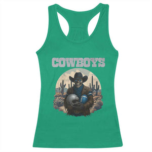 Skeleton Cowboy Football Player Racerback Tank Top Western Fan Gift - Print Your Wear