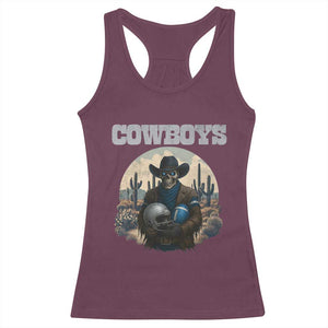 Skeleton Cowboy Football Player Racerback Tank Top Western Fan Gift - Print Your Wear