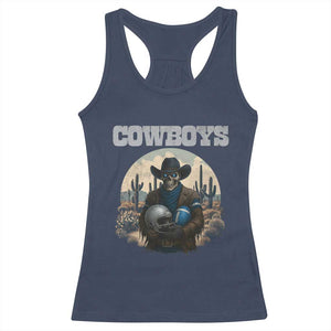 Skeleton Cowboy Football Player Racerback Tank Top Western Fan Gift - Print Your Wear