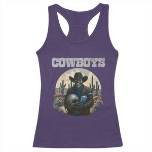 Skeleton Cowboy Football Player Racerback Tank Top Western Fan Gift - Print Your Wear