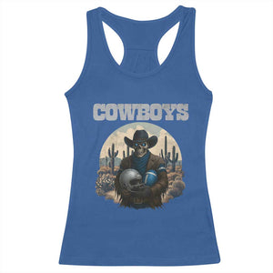 Skeleton Cowboy Football Player Racerback Tank Top Western Fan Gift - Print Your Wear