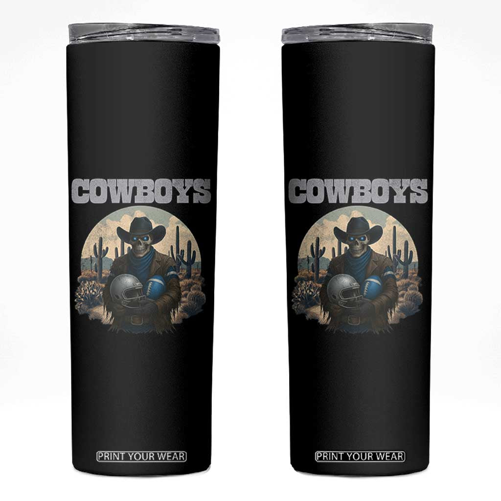 Skeleton Cowboy Football Player Skinny Tumbler Western Fan Gift TS12 Black Print Your Wear