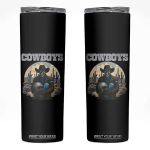 Skeleton Cowboy Football Player Skinny Tumbler Western Fan Gift TS12 Black Print Your Wear