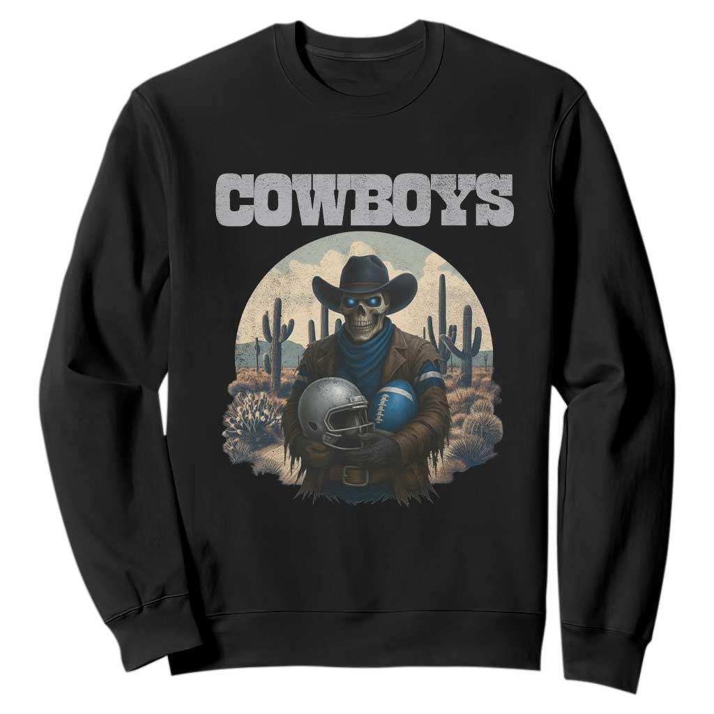 Skeleton Cowboy Football Player Sweatshirt Western Fan Gift TS12 Black Print Your Wear