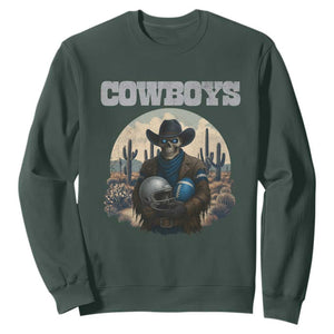 Skeleton Cowboy FB Player Sweatshirt Western Fan Gift TS12 Dark Forest Green Print Your Wear