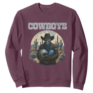 Skeleton Cowboy Football Player Sweatshirt Western Fan Gift - Print Your Wear