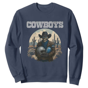 Skeleton Cowboy Football Player Sweatshirt Western Fan Gift - Print Your Wear