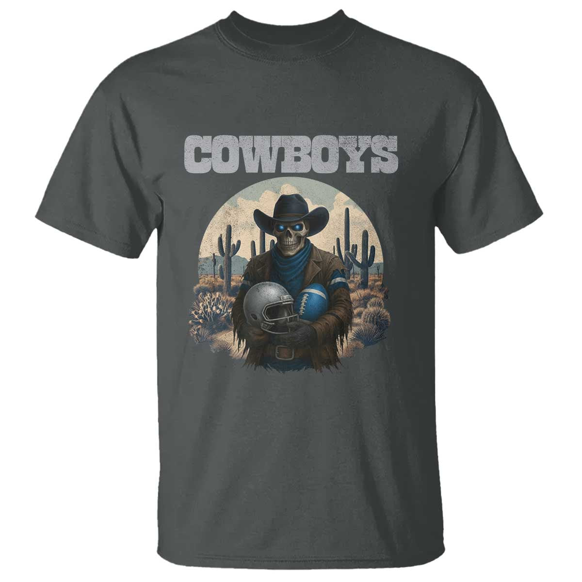 Skeleton Cowboy FB Player T Shirt Western Fan Gift TS12 Dark Heather Print Your Wear