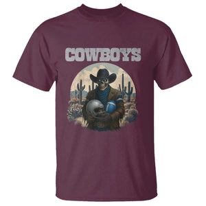 Skeleton Cowboy Football Player T Shirt Western Fan Gift TS12 Maroon Print Your Wear