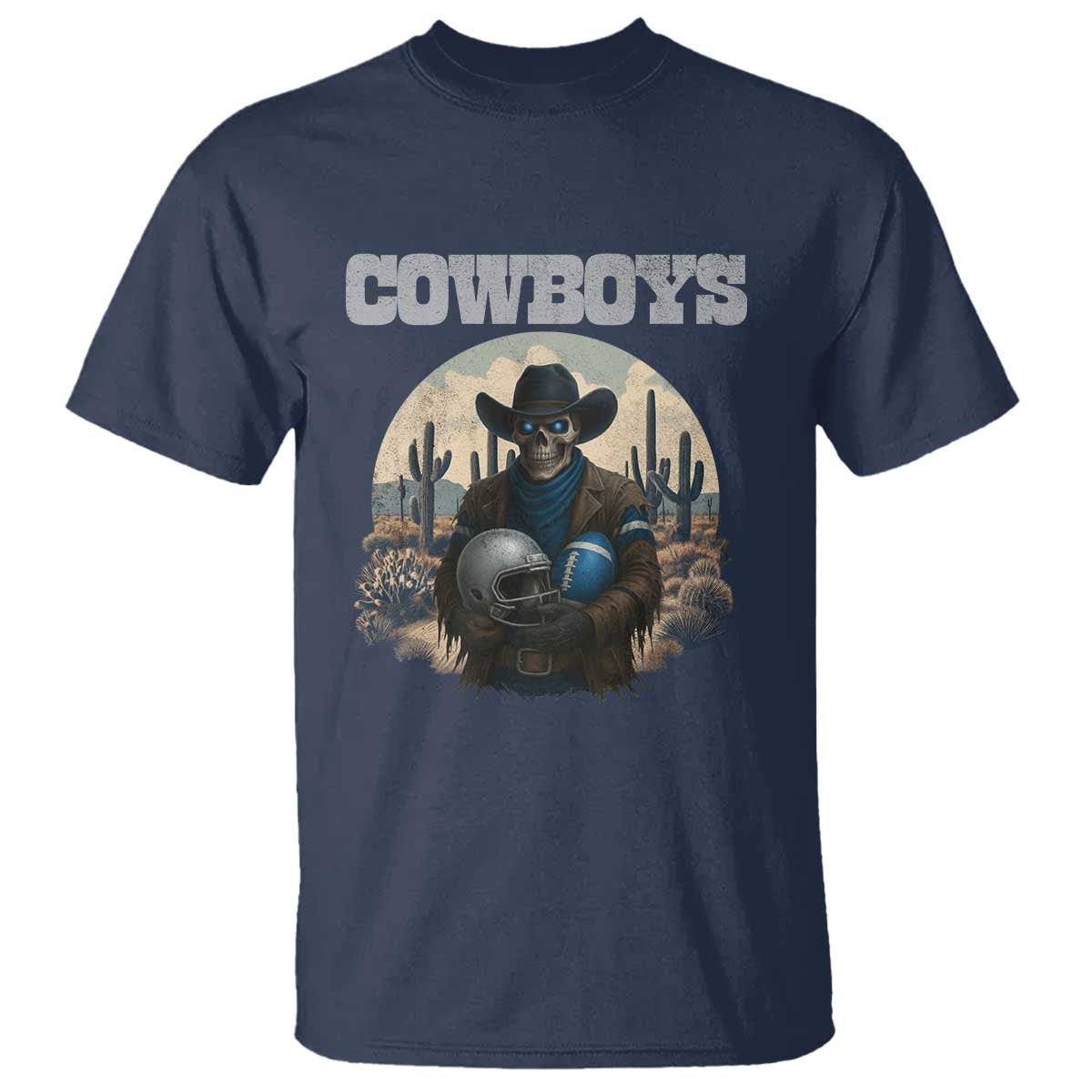 Skeleton Cowboy FB Player T Shirt Western Fan Gift TS12 Navy Print Your Wear