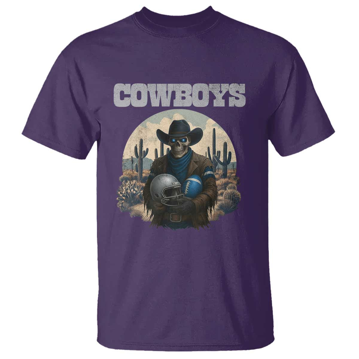 Skeleton Cowboy FB Player T Shirt Western Fan Gift TS12 Purple Print Your Wear