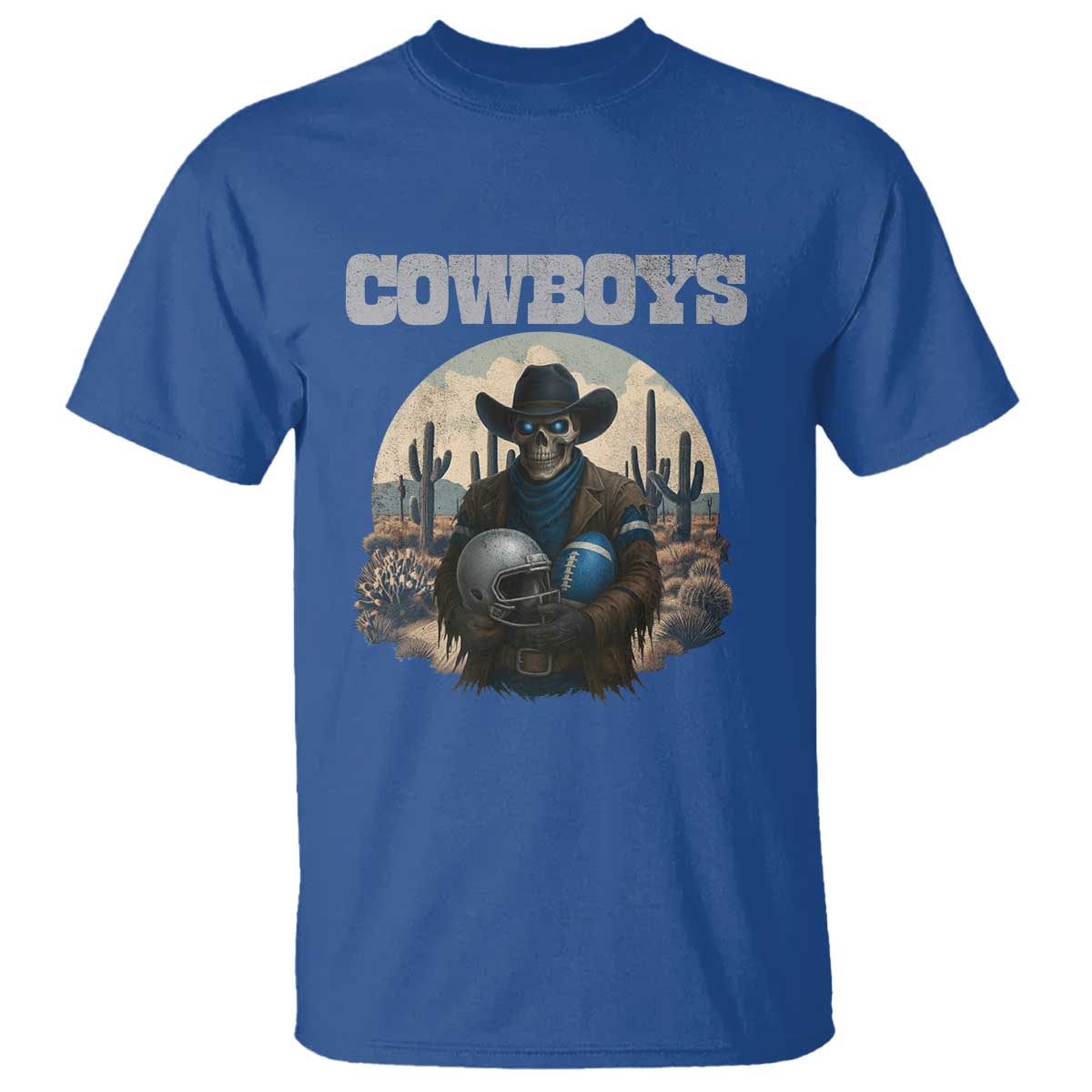 Skeleton Cowboy FB Player T Shirt Western Fan Gift TS12 Royal Blue Print Your Wear