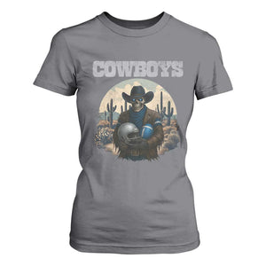 Skeleton Cowboy Football Player T Shirt For Women Western Fan Gift TS12 Charcoal Print Your Wear