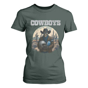 Skeleton Cowboy Football Player T Shirt For Women Western Fan Gift TS12 Dark Forest Green Print Your Wear
