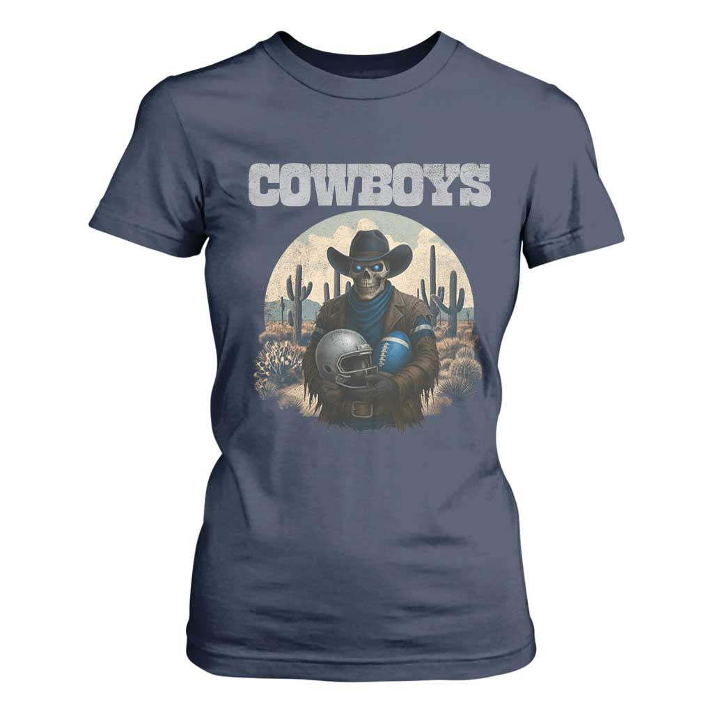Skeleton Cowboy FB Player T Shirt For Women Western Fan Gift TS12 Navy Print Your Wear
