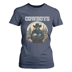 Skeleton Cowboy Football Player T Shirt For Women Western Fan Gift TS12 Navy Print Your Wear