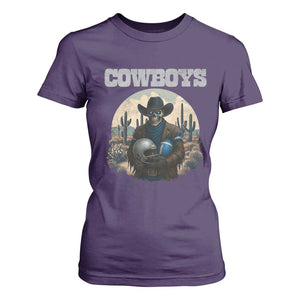 Skeleton Cowboy Football Player T Shirt For Women Western Fan Gift TS12 Purple Print Your Wear
