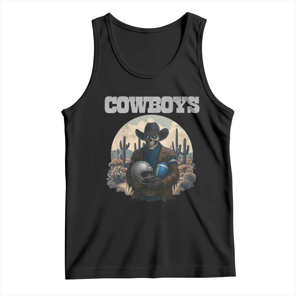 Skeleton Cowboy Football Player Tank Top Western Fan Gift TS12 Black Print Your Wear