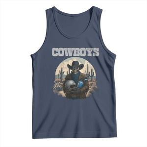 Skeleton Cowboy Football Player Tank Top Western Fan Gift TS12 Navy Print Your Wear