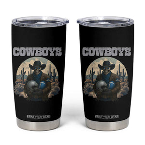 Skeleton Cowboy Football Player Tumbler Cup Western Fan Gift - Print Your Wear