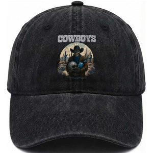 Skeleton Cowboy FB Player Washed Cotton Baseball Cap Western Fan Gift TS12 Print Your Wear