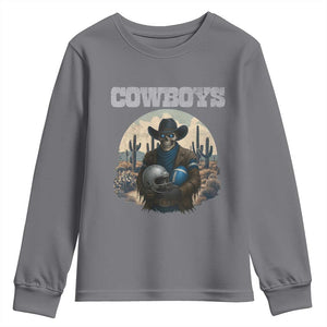 Skeleton Cowboy Football Player Youth Sweatshirt Western Fan Gift TS12 Charcoal Print Your Wear