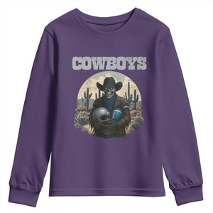Skeleton Cowboy FB Player Youth Sweatshirt Western Fan Gift TS12 Purple Print Your Wear