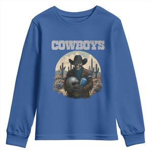 Skeleton Cowboy Football Player Youth Sweatshirt Western Fan Gift TS12 Royal Blue Print Your Wear