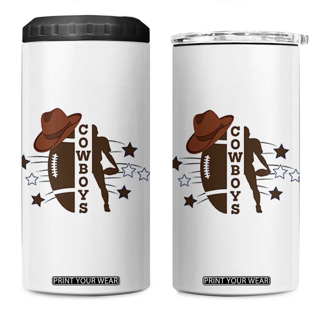 Cowboy Football Pride 4 in 1 Can Cooler Tumbler Western Style Gift TS12 One Size: 16 oz White Print Your Wear
