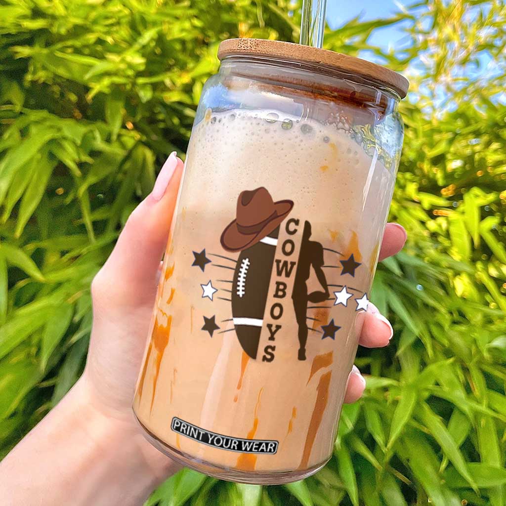 Cowboy Football Pride Glass Can Western Style Gift TS12 White Print Your Wear