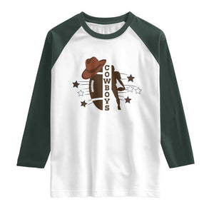Cowboy Football Pride Raglan Shirt Western Style Gift TS12 White Dark Forest Green Print Your Wear