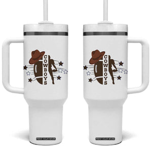 Cowboy Pride Tumbler With Handle Western Style Sport Lover Gift TS12 One Size: 40 oz White Print Your Wear