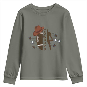 Cowboy Pride Youth Sweatshirt Western Style Sport Lover Gift TS12 Military Green Print Your Wear