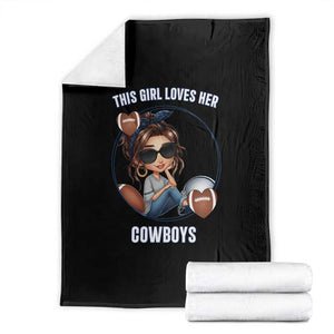 This Girl Loves Her Cowboy Throw Blanket Game Day Gift For Fans TS12 Black Print Your Wear