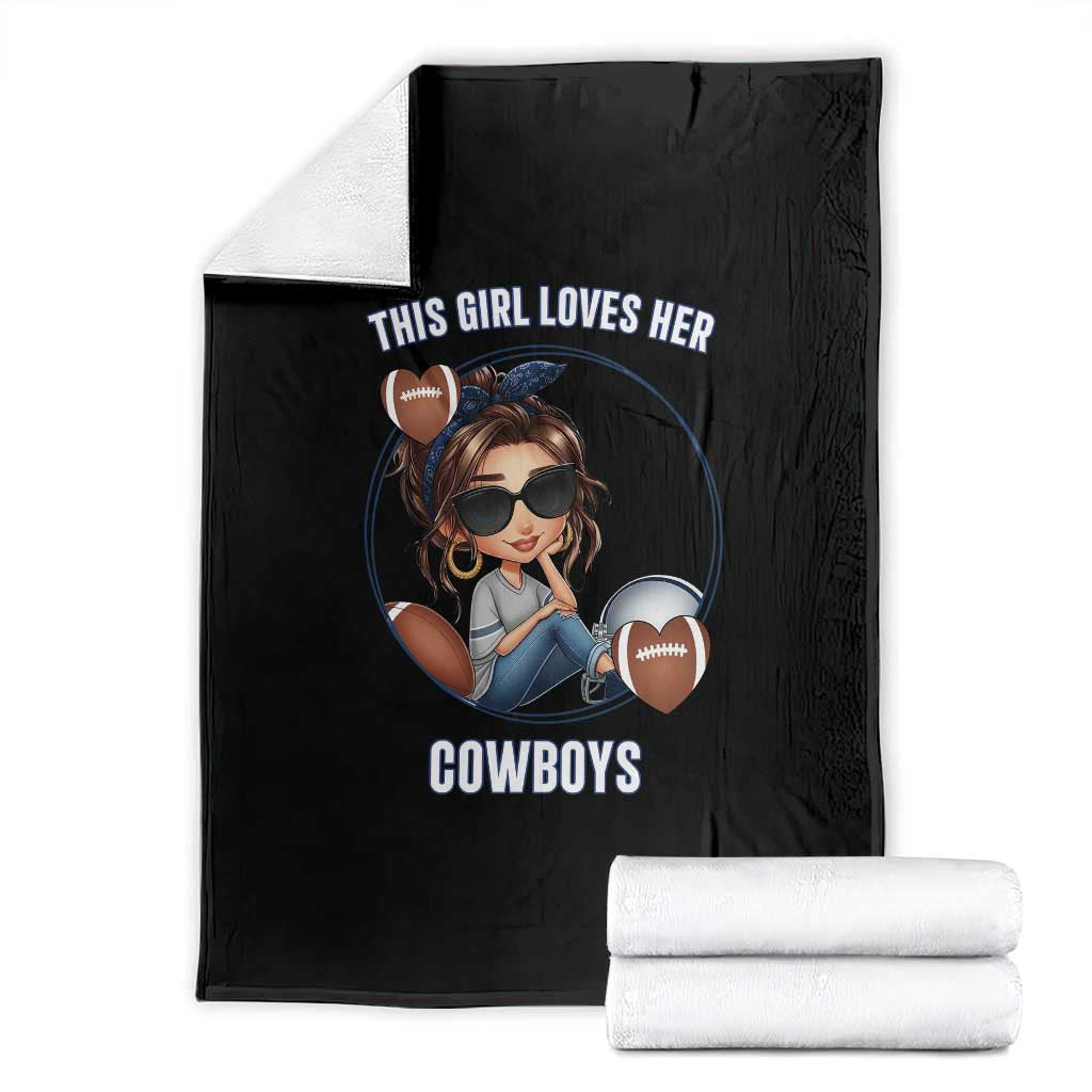 This Girl Loves Her Cowboys Throw Blanket Game Day Gift For Fans TS12 Black Print Your Wear