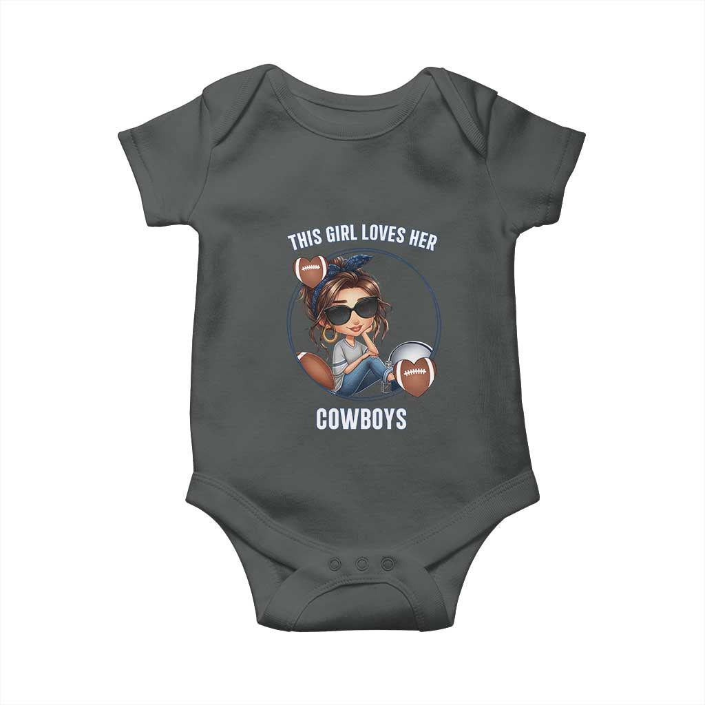 This Girl Loves Her Cowboy Baby Onesie Game Day Gift For Fans TS12 Dark Heather Print Your Wear