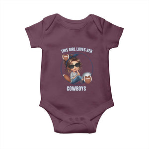 This Girl Loves Her Cowboys Baby Onesie Game Day Gift For Fans TS12 Maroon Print Your Wear